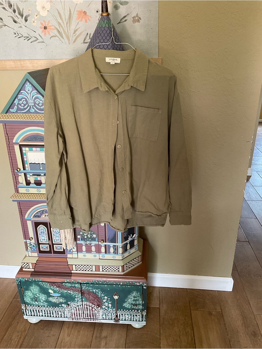 Umgee Olive Lightweight Button-Front Shirt